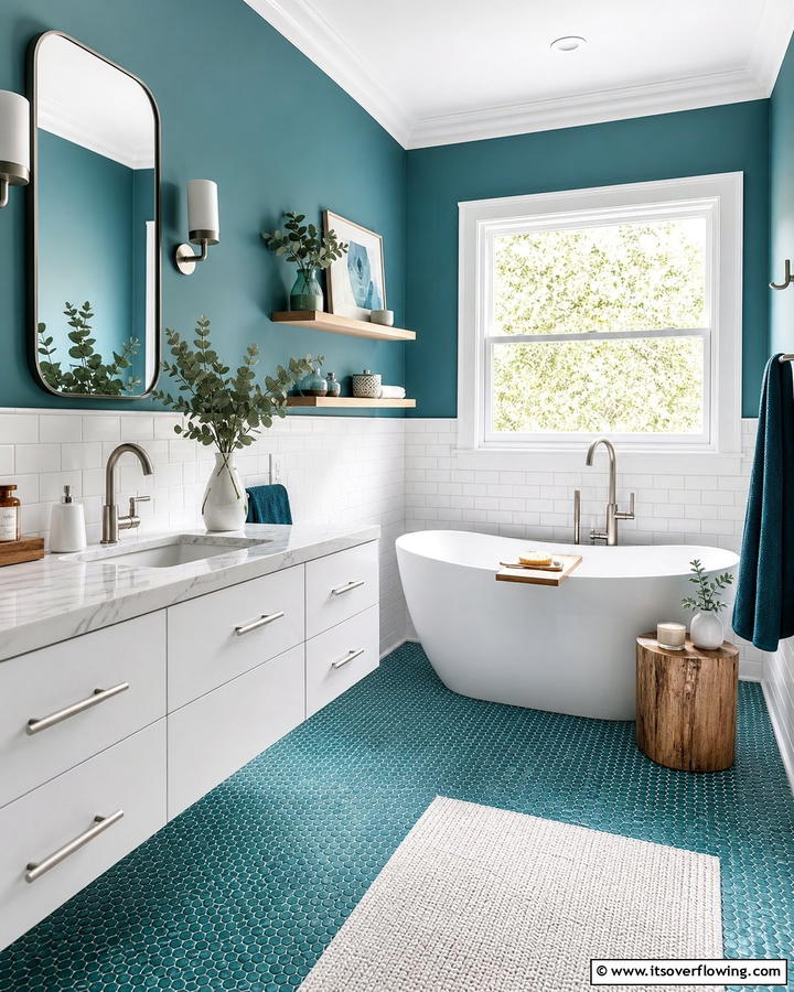 Tranquil Teal Harmony - 21 Bathroom Color Ideas to Refresh Your Space with Vibrant Hues
