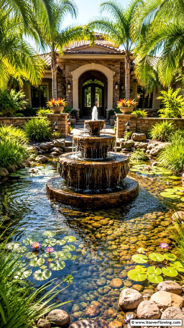 Tranquil Water Feature - 30 Front Yard Landscaping Ideas for Stunning Curb Appeal