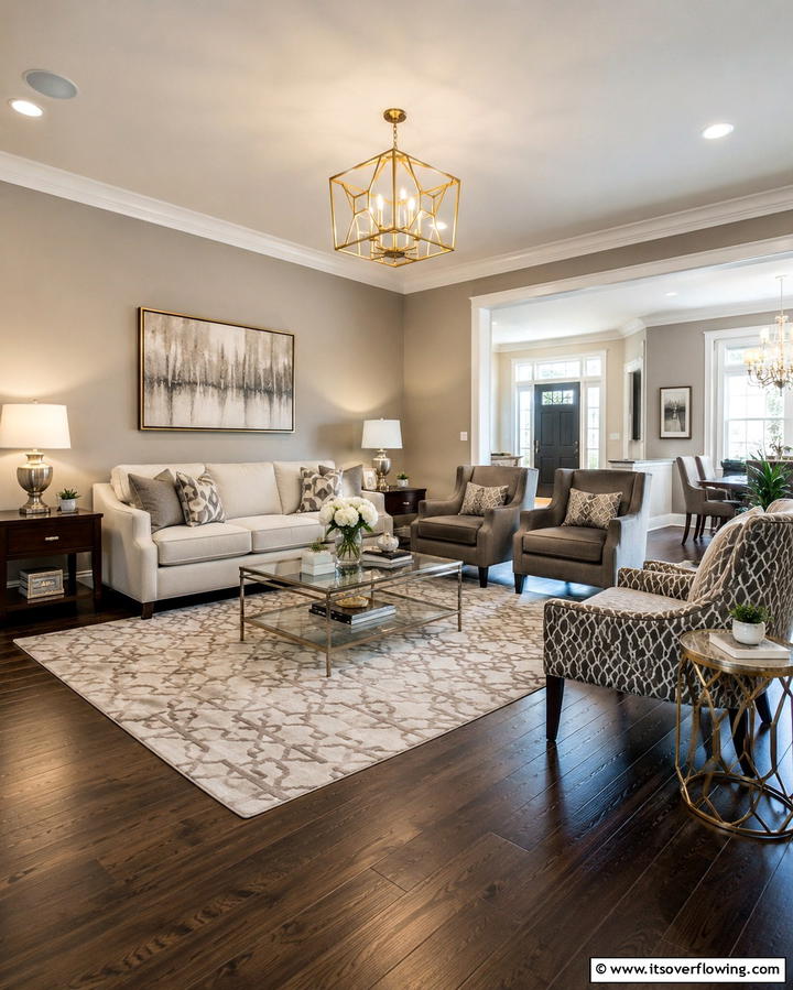 Transitional Design Harmony - 25 Dark Brown Floor Living Room Ideas for Warmth
