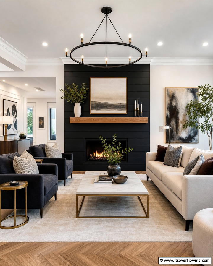 Transitional Modernity - 21 Modern Black Shiplap Fireplace Design Inspirations