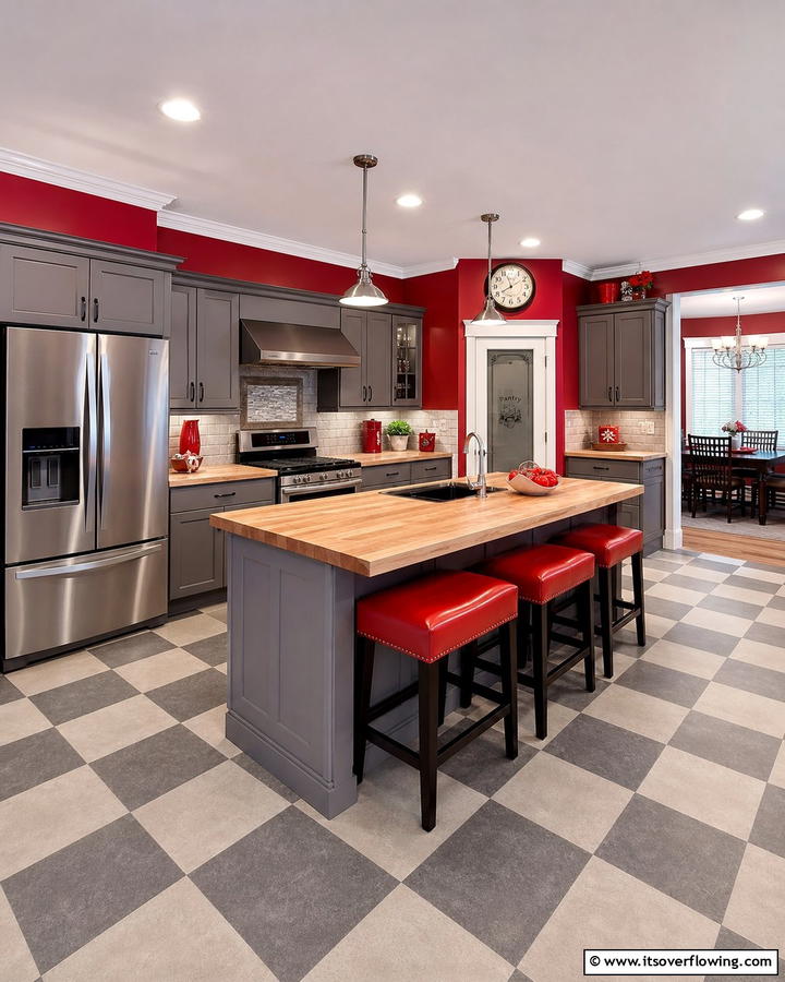 Transitional Red and Gray Palette - 17 Red Kitchen Design Ideas for Bold Contemporary Spaces
