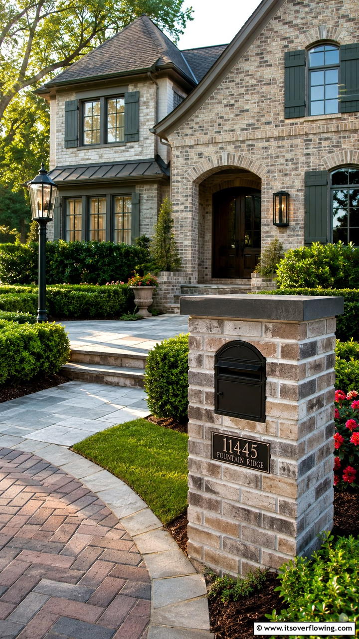 Transitional Style Brick Mailbox - 30 Brick Mailbox Ideas for a Charming Curb Appeal Upgrade