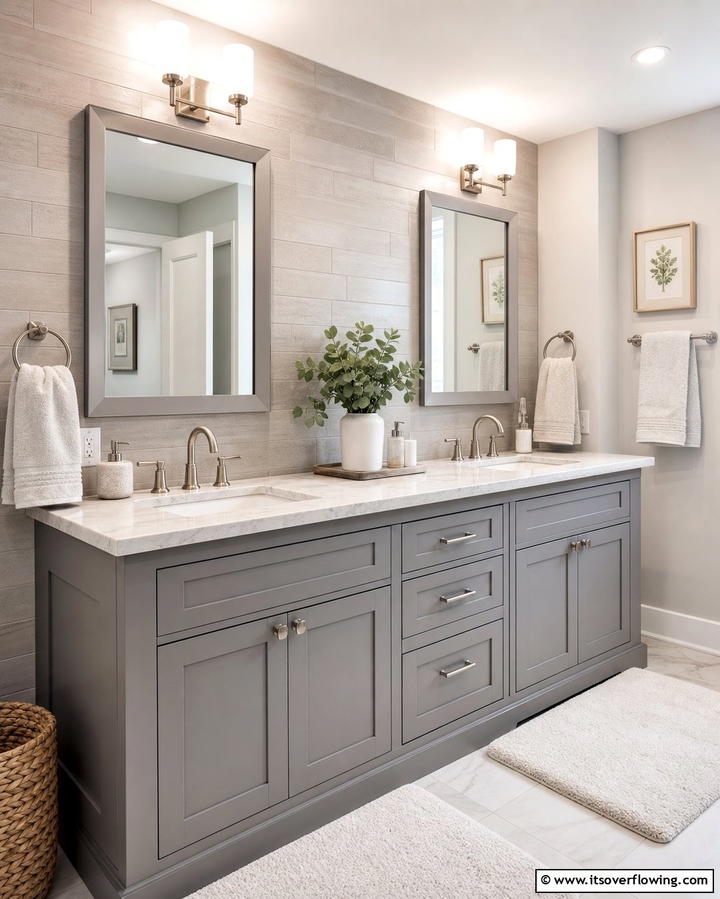 Transitional Style Double Vanity - 25 Double Vanity Bathroom Ideas for a Luxurious Space
