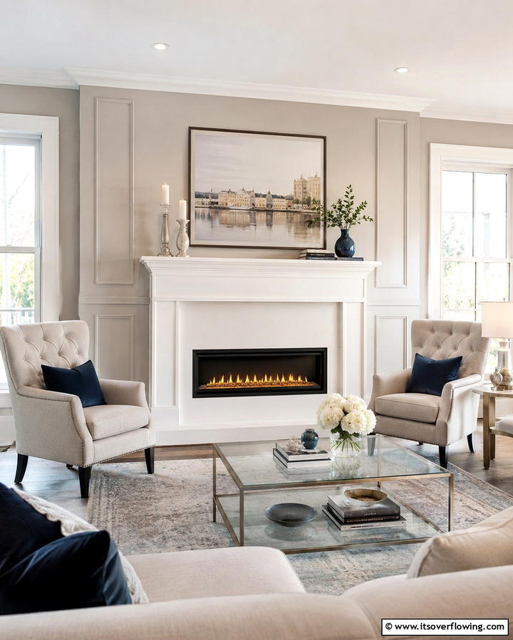 Transitional Style Faux Fireplace - 30 Faux Fireplace Ideas to Add Warmth Anywhere