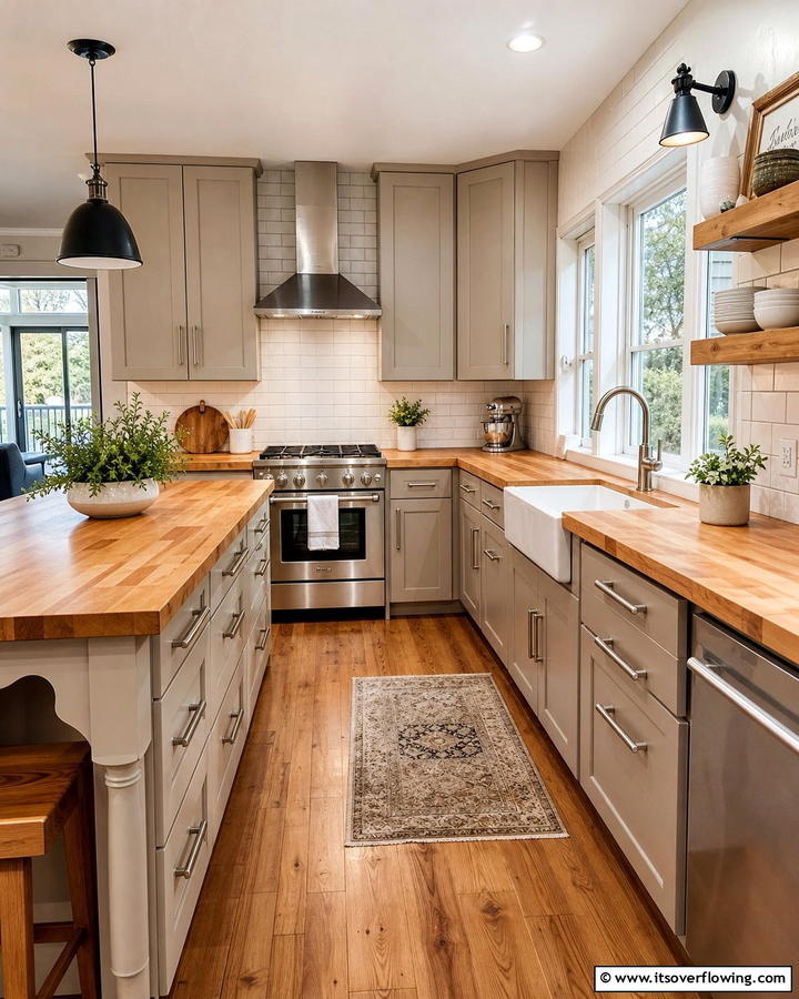 Transitional Style Fusion - 20 Kitchens with Butcher Block Countertops Ideas