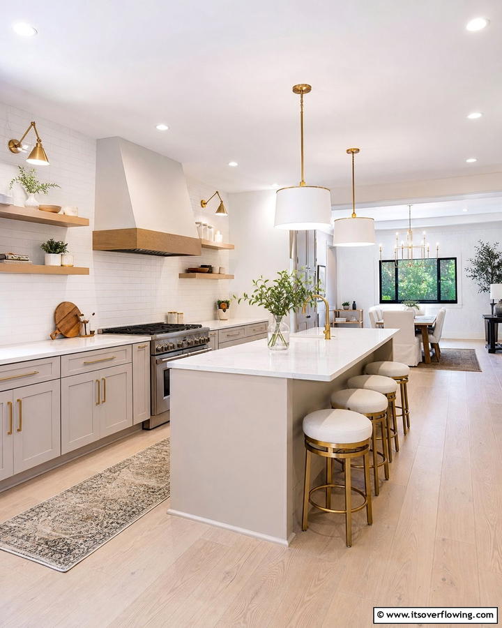Transitional Style Harmony - 30 Kitchens Without Upper Cabinets for Open Concepts