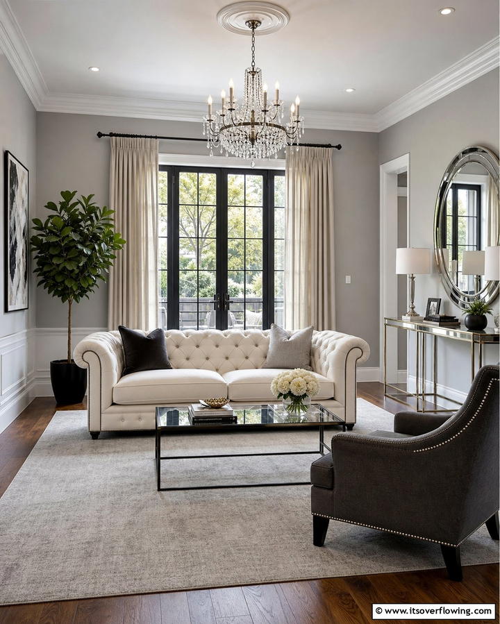 Transitional Style - 25 Living Room With Grey Walls and Black Trim Ideas