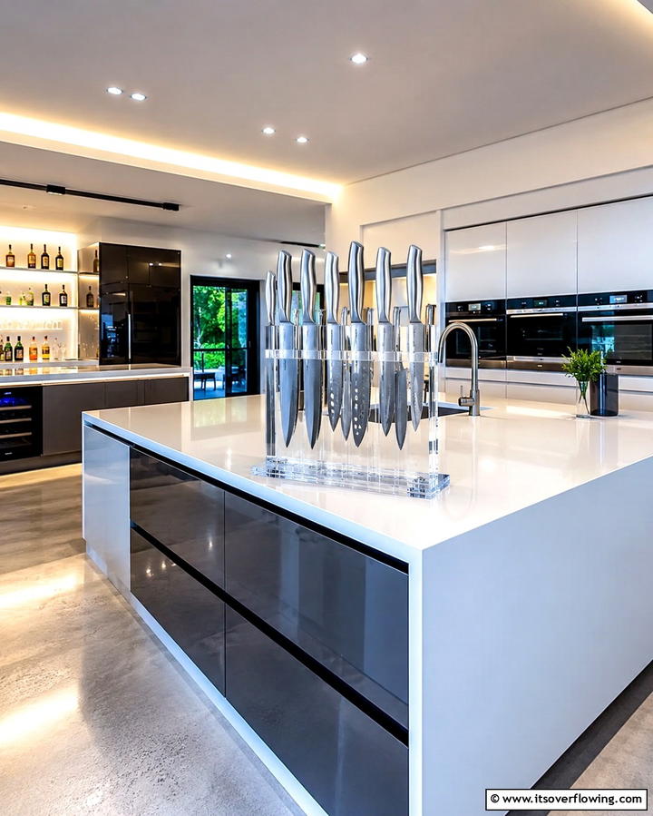 Transparent Acrylic Knife Blocks - 25 Knife Storage Ideas for a Clutter-Free Kitchen
