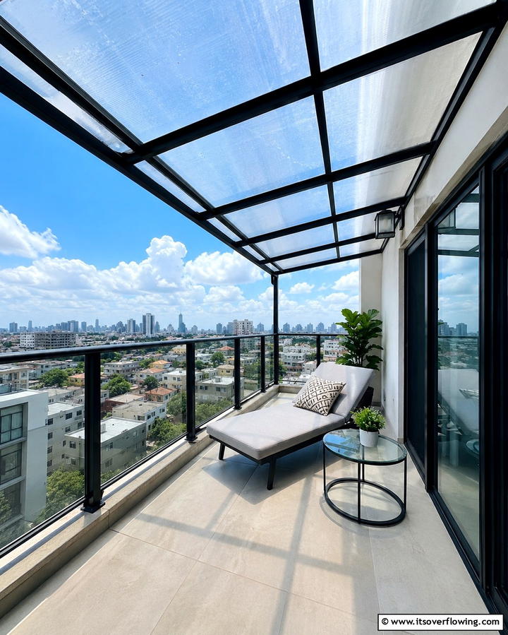 Transparent Canopy for Subtle Protection - 25 Balcony Shade Ideas for Comfortable Outdoor Relaxation