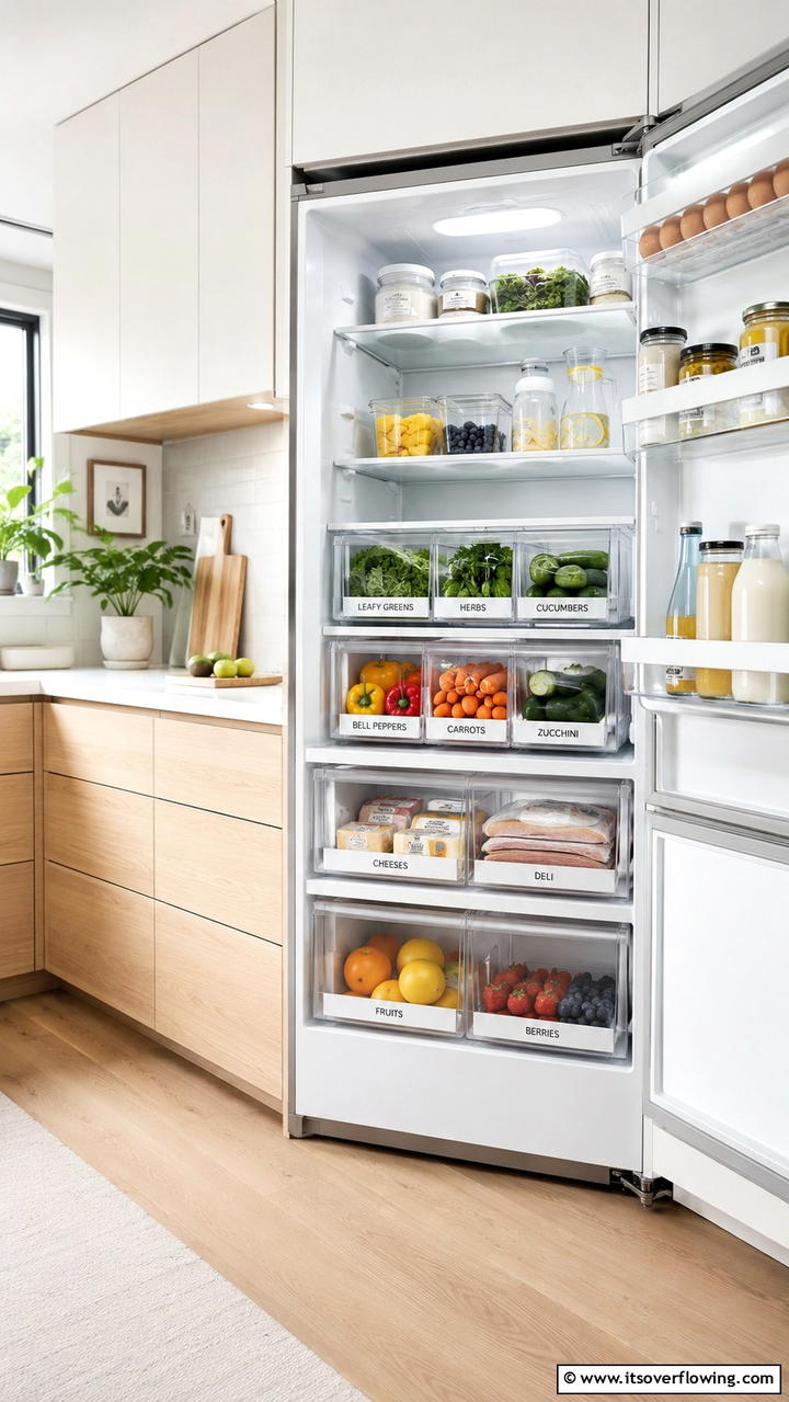Transparent Drawer Dividers - 30 Fridge Organization Ideas for Efficient Storage