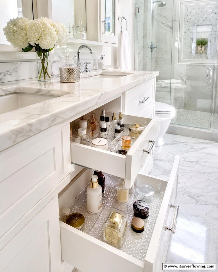 Transparent Drawer Liners for Cleanliness - 25 Bathroom Drawer Organization Ideas for a Clutter-Free Space