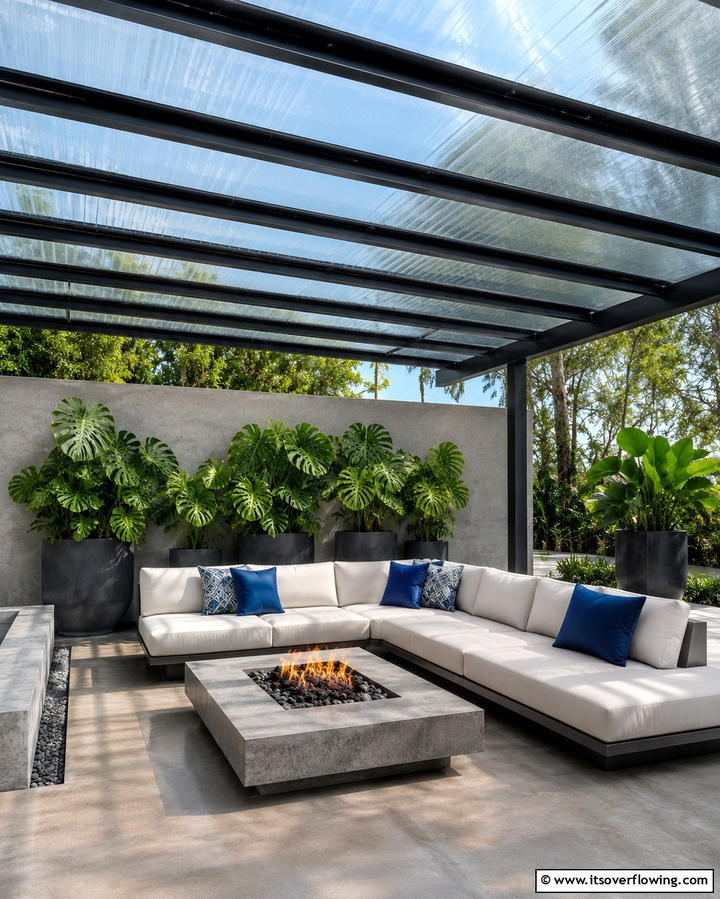 Transparent Polycarbonate Panels for Year Round Use - 25 Pergola Roof Ideas to Enhance Your Outdoor Living Space