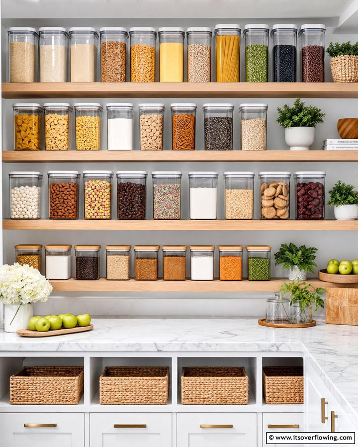 Transparent Storage Containers - 21 Kitchen Pantry Ideas to Streamline Food Storage