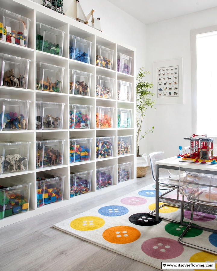 Transparent Storage Containers - 25 Playroom Storage Ideas to Keep Your Kids’ Space Organized