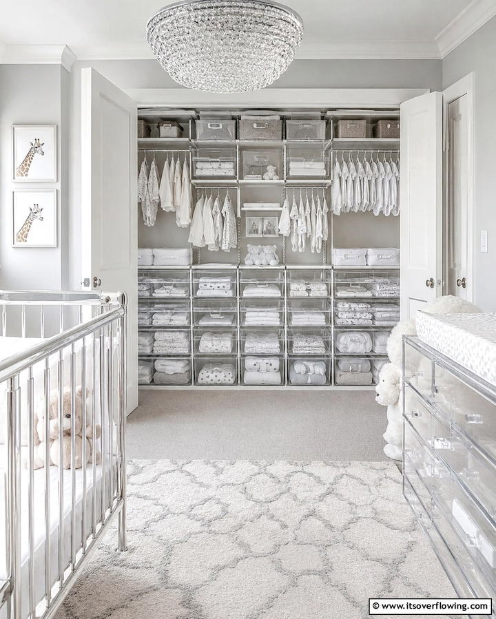 Transparent Storage for Quick Viewing - 25 Nursery Closet Ideas for Organized Baby Spaces