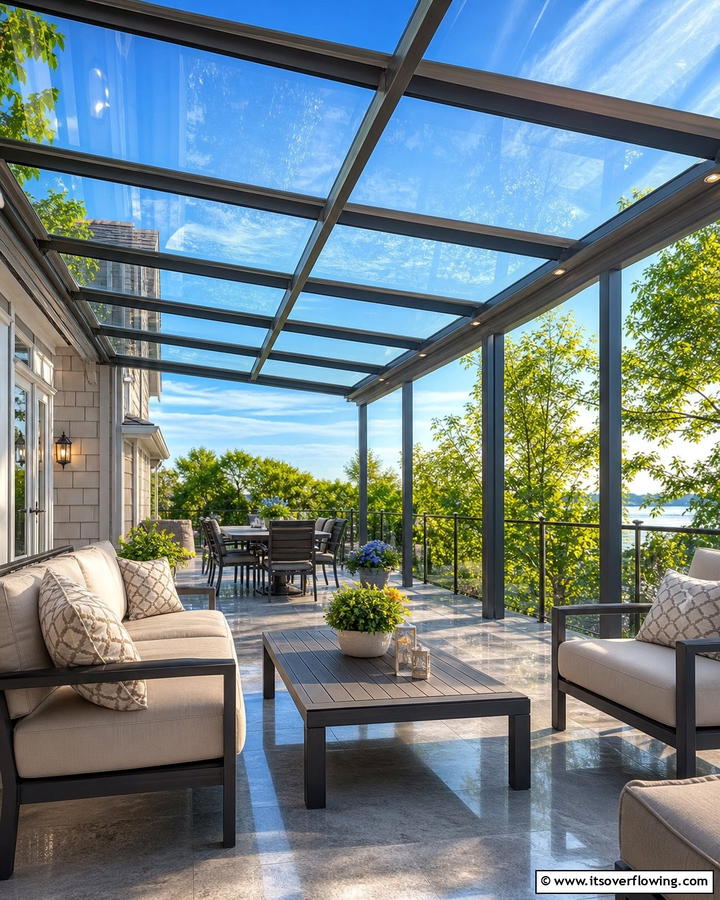 Transparent Views - 30 Deck Roof Ideas for Shaded Outdoor Living