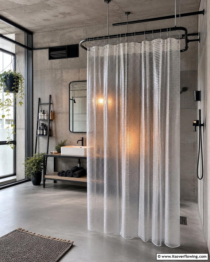 Transparent or Frosted for a Sleek Look - 25 Shower Curtain Ideas to Refresh Your Bathroom