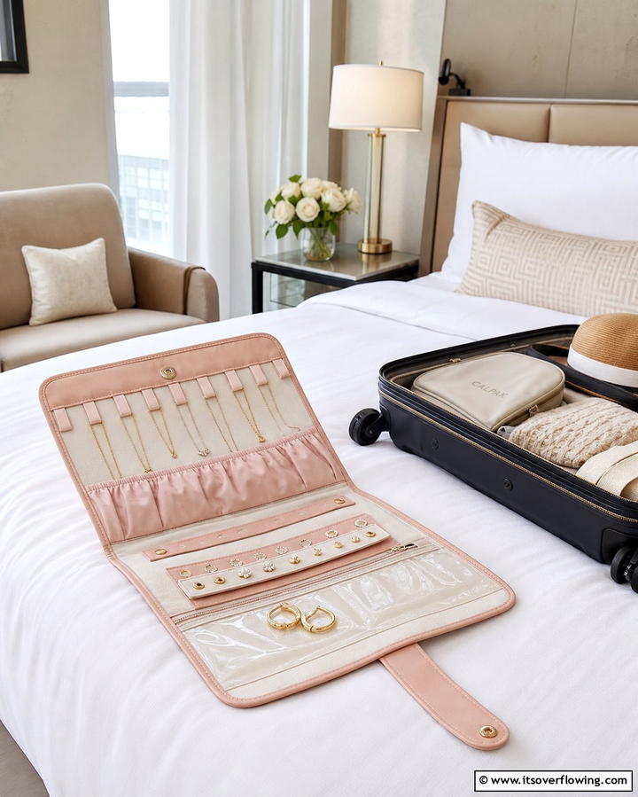 Travel Friendly Jewelry Roll - 30 Clever Jewelry Storage Ideas to Keep Accessories Tidy