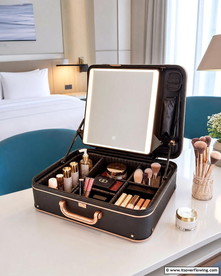 Travel Friendly Portable Vanity - 30 Stylish Makeup Vanity Ideas for a Functional Beauty Space