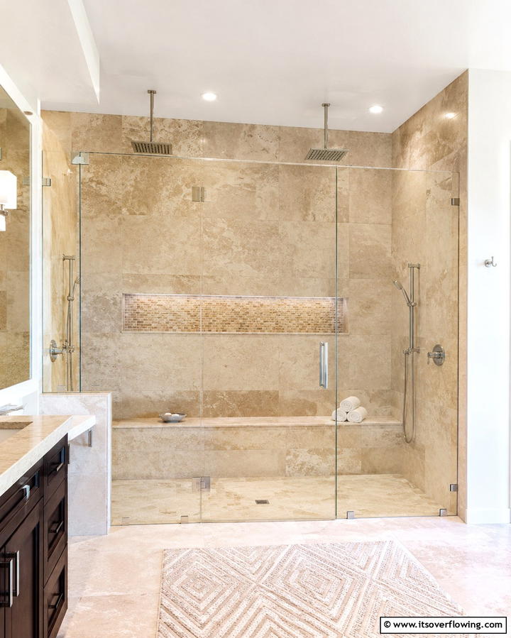 Travertine Shower Bench - 25 Travertine Tile Bathroom Ideas for Natural Beauty