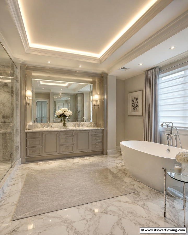 Tray Ceiling Lighting for a Sophisticated Look - 25 Bathroom Ceiling Lighting Ideas to Brighten Your Space