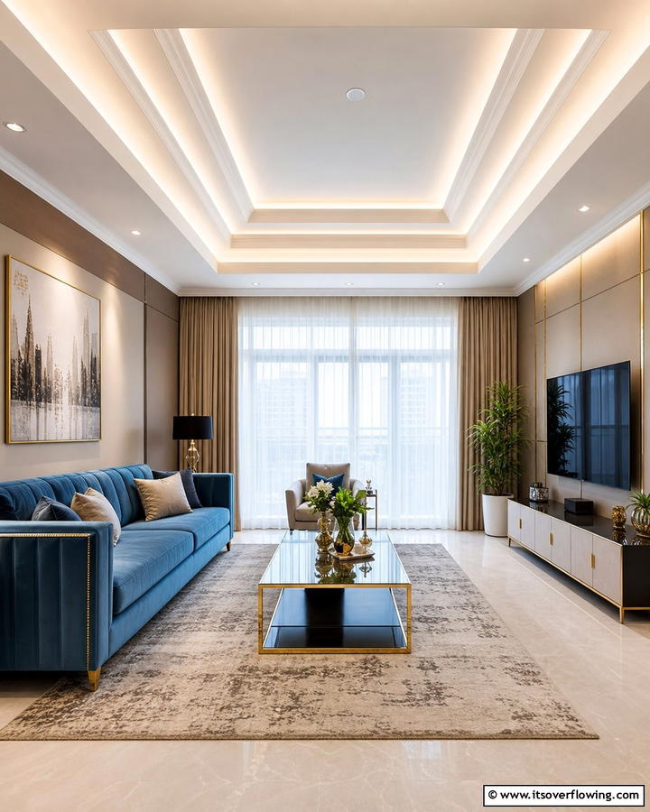 Tray Ceiling Sophistication - 20 Living Room False Ceiling Design Ideas to Elevate Your Space