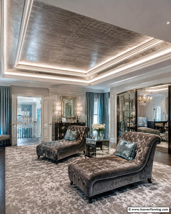 Tray Ceilings with Metallic Finishes - 25 Tray Ceiling Ideas to Elevate Your Room’s Design