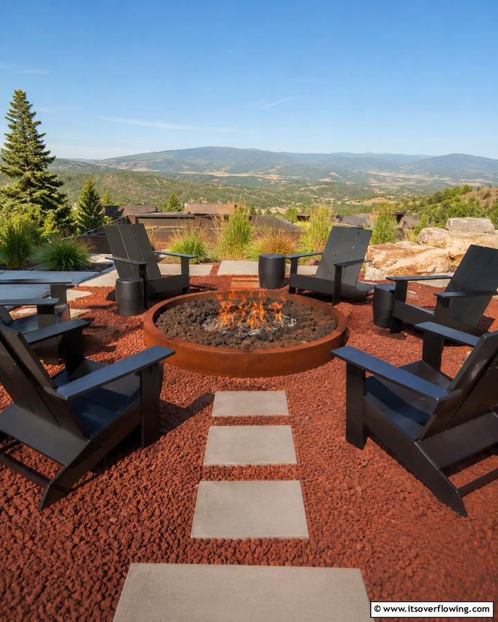 Tree Base Decoration - 25 Red Lava Rock Landscaping Ideas for a Unique Yard