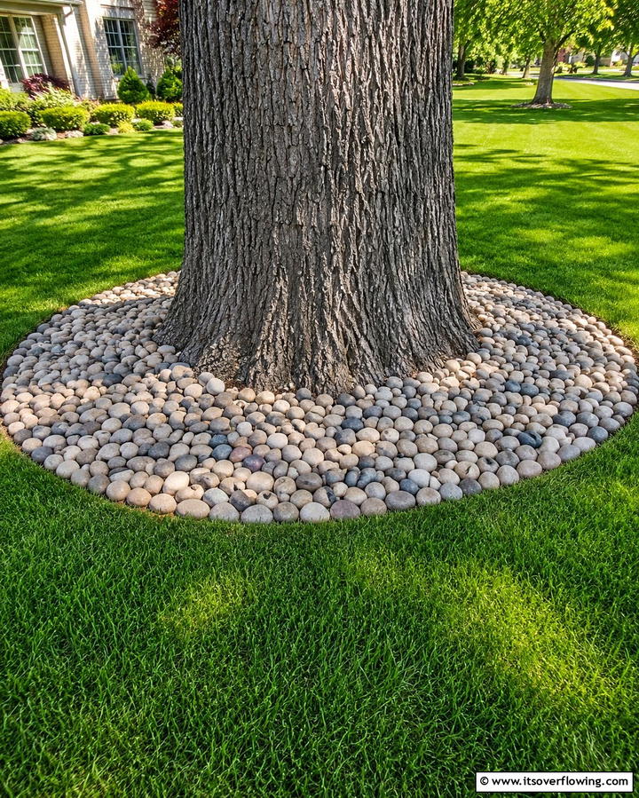 Tree Base Edging - 25 River Rock Edging Ideas for Your Garden