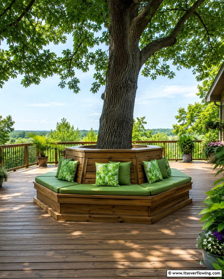 Tree Bench Seating - 25 Stylish Deck Seating Ideas for Outdoor Entertaining