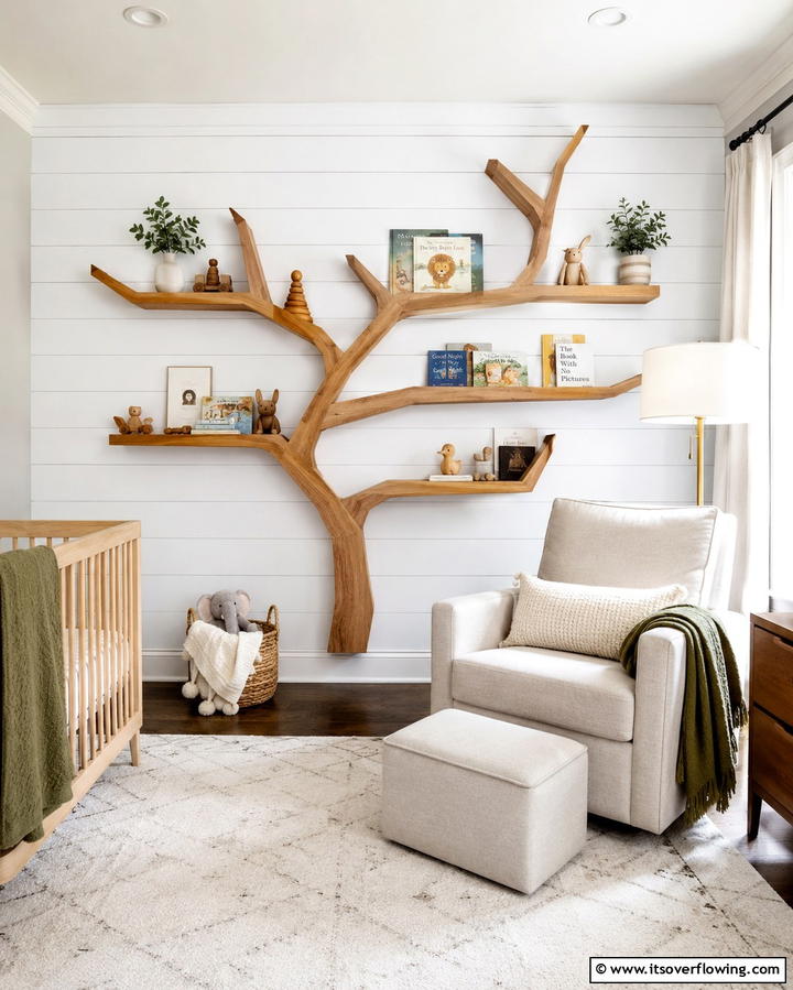 Tree Branch Shelving - 25 Woodland Nursery Ideas for a Nature-Inspired Room