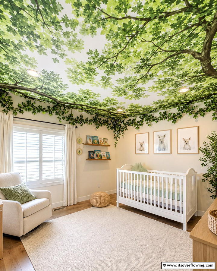 Tree Canopy Accent Ceiling - 25 Woodland Nursery Ideas for a Nature-Inspired Room