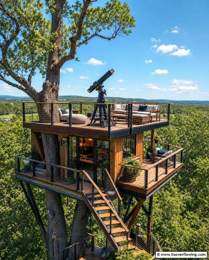 Tree House Observatory - 25 Tree House Ideas for Magical Outdoor Adventures