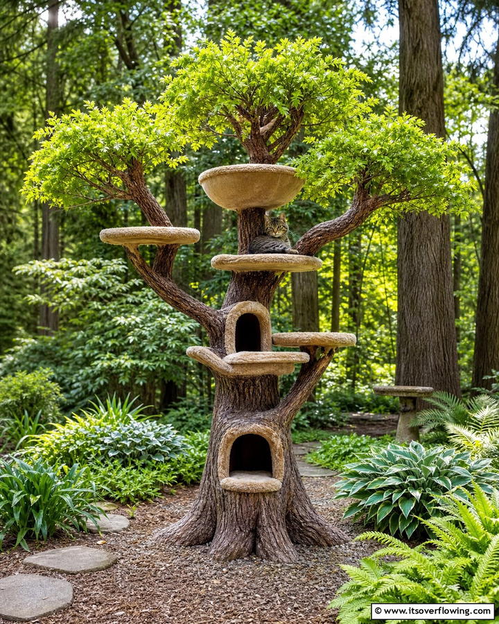 Tree Inspired Cat Tree - 20 Outdoor Cat Tree Ideas for Your Feline Friends