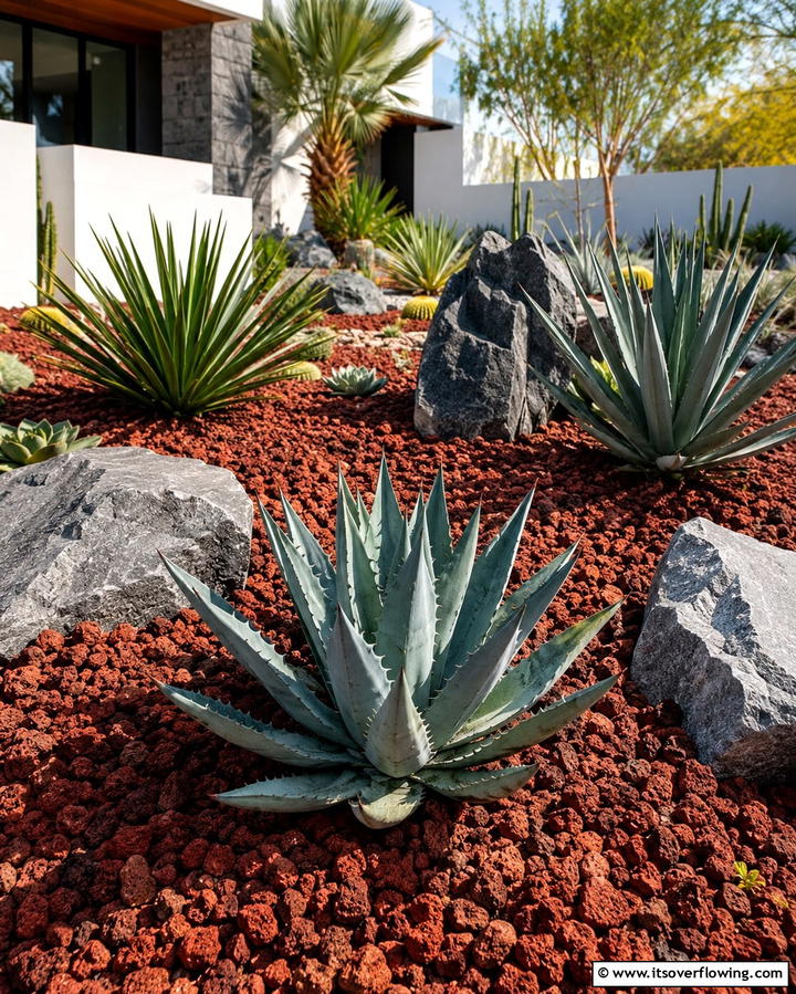 Tree Ring Borders - 25 Red Lava Rock Landscaping Ideas for a Unique Yard