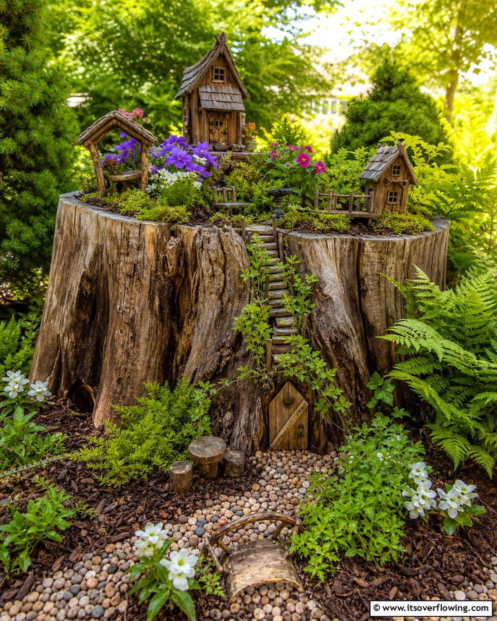 Tree Stump Fairy GardenExact - 25 Fairy Garden Container Ideas for a Magical Touch