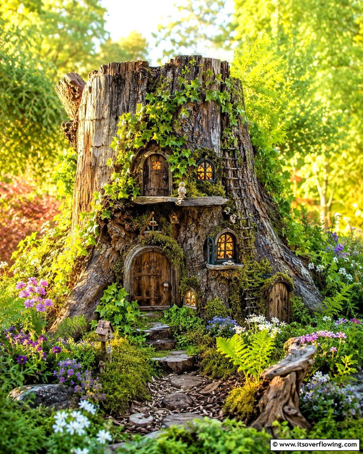 Tree Stump Fairy Homes - 25 Fairy Garden Ideas to Create a Magical Outdoor Space