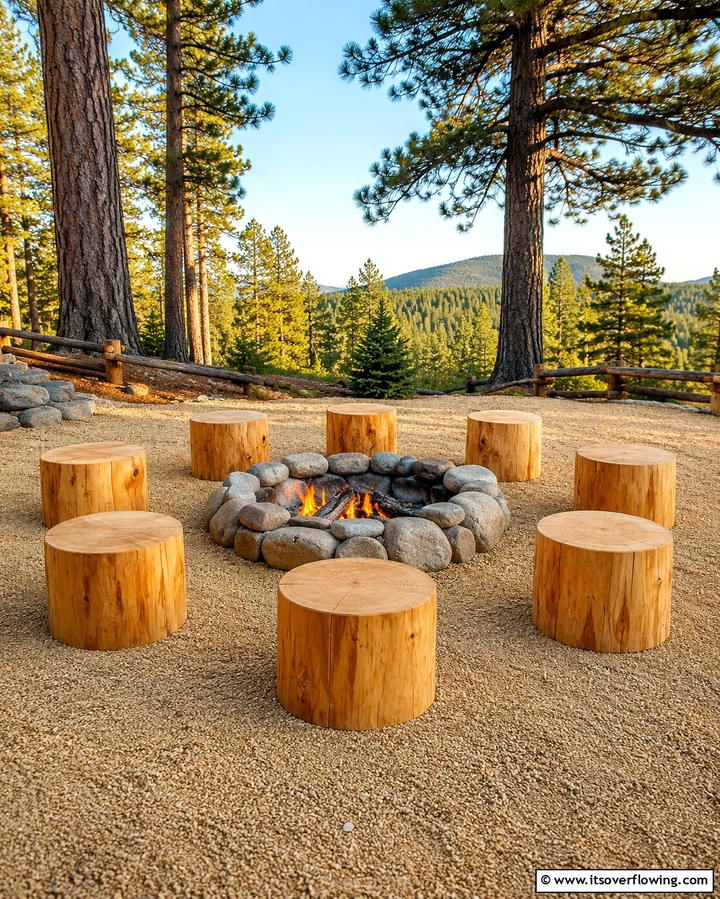 Tree Stump Seats - 25 Fire Pit Seating Ideas to Enhance Your Outdoor Space