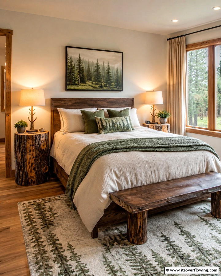 Tree Trunk Nightstands - 30 Enchanting Fairy-Themed Bedroom Designs for Whimsical Spaces