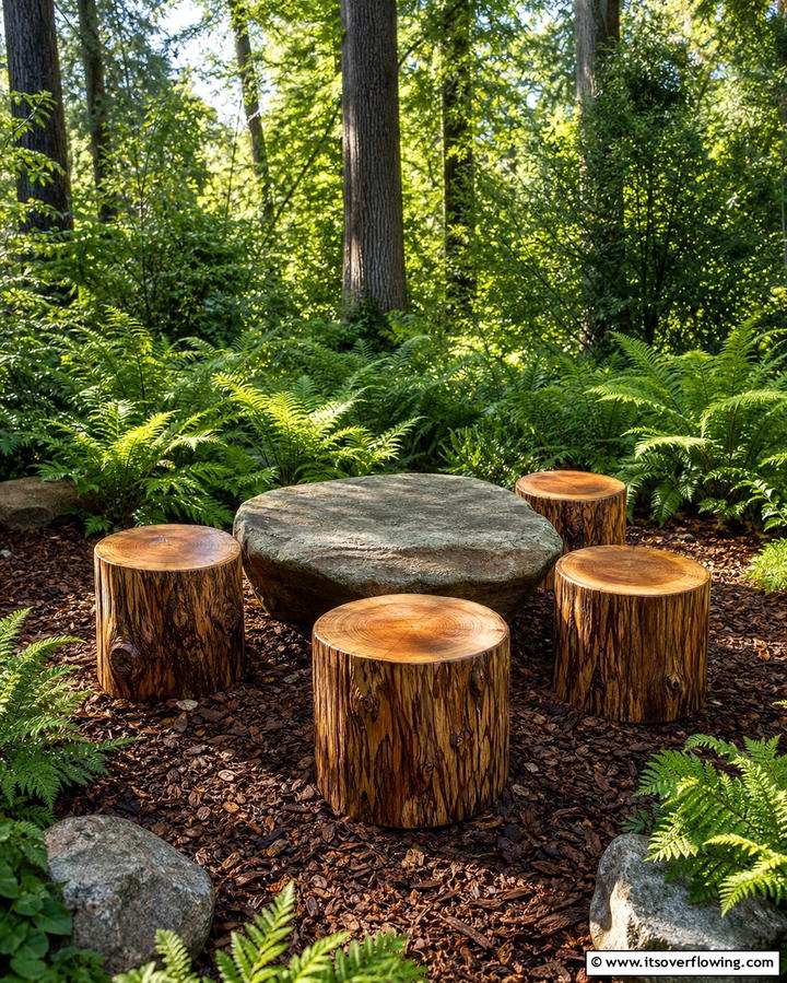 Tree Trunk Stools - 25 Garden Seating Ideas for Relaxing Outdoor Spaces