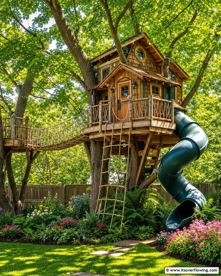 Treehouse Escape - 25 Backyard Playground Ideas for Kids