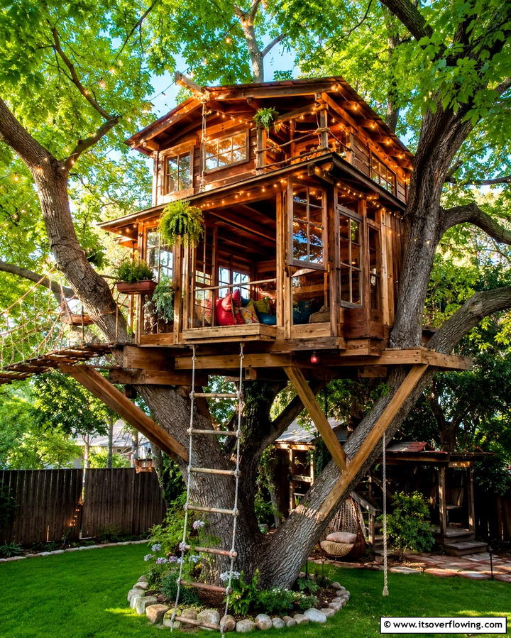 Treehouse HideawayOne - 25 Backyard Ideas for Kids to Create Fun Outdoor Spaces