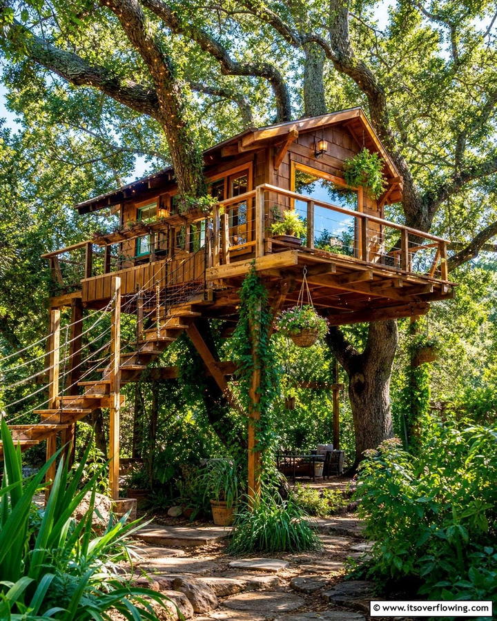 Treehouse Office - 20 Garden Office Ideas for a Productive Outdoor Workspace