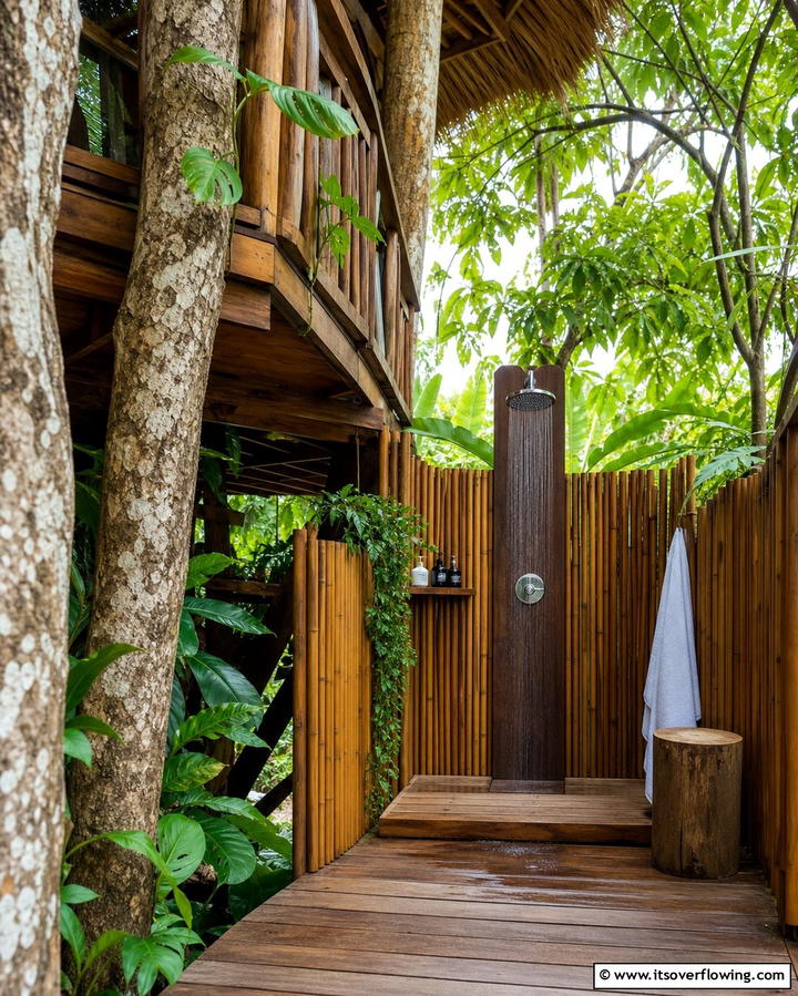Treehouse with Outdoor Shower - 25 Tree House Ideas for Magical Outdoor Adventures