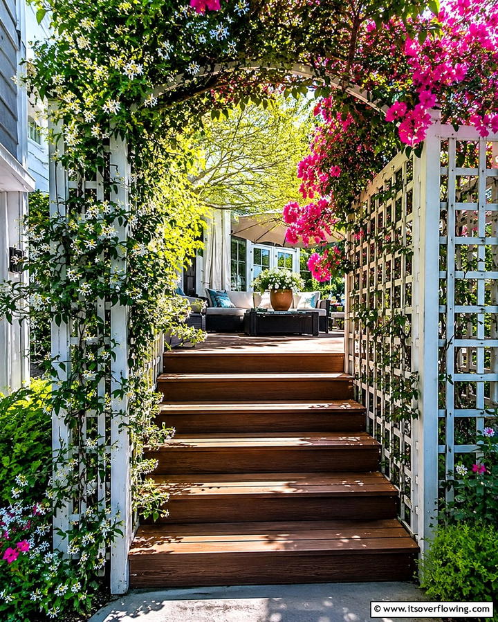 Trellis Integrated Deck Steps for Privacy - 25 Deck Steps Ideas for a Safe and Stylish Entry