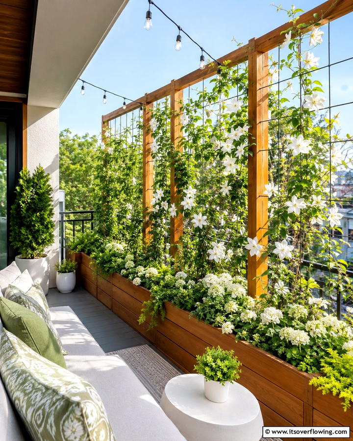 Trellis with Built In Planters - 25 Beautiful Balcony Trellis Ideas for Your Space