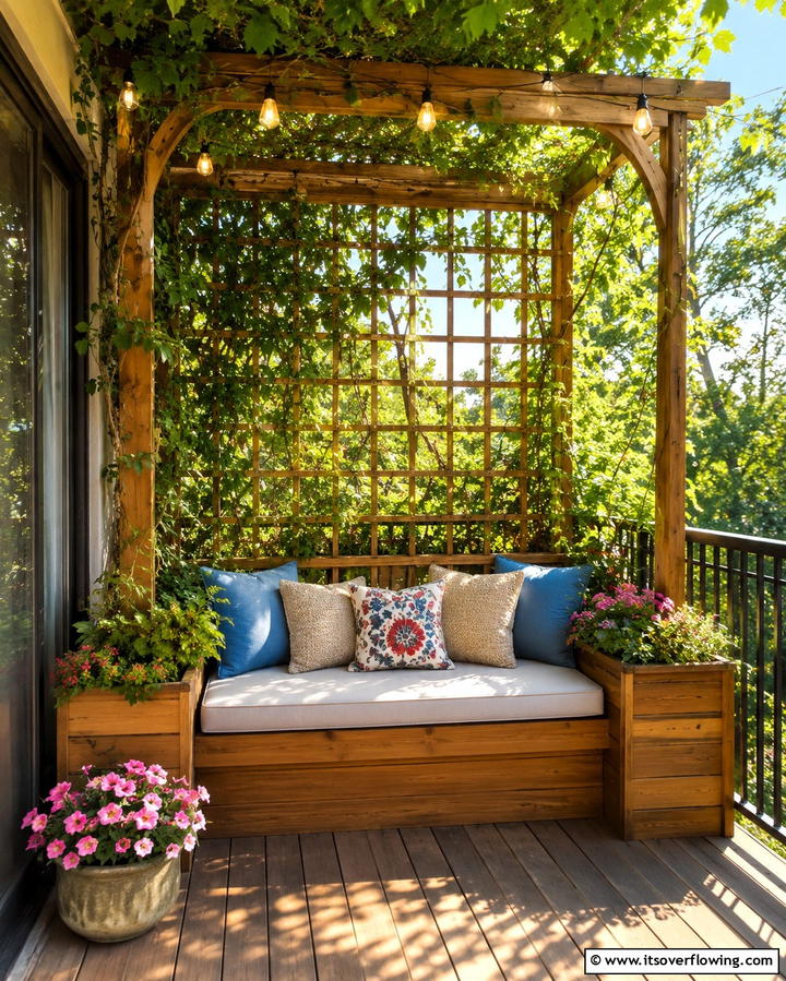 Trellis with Built In Seating - 25 Beautiful Balcony Trellis Ideas for Your Space