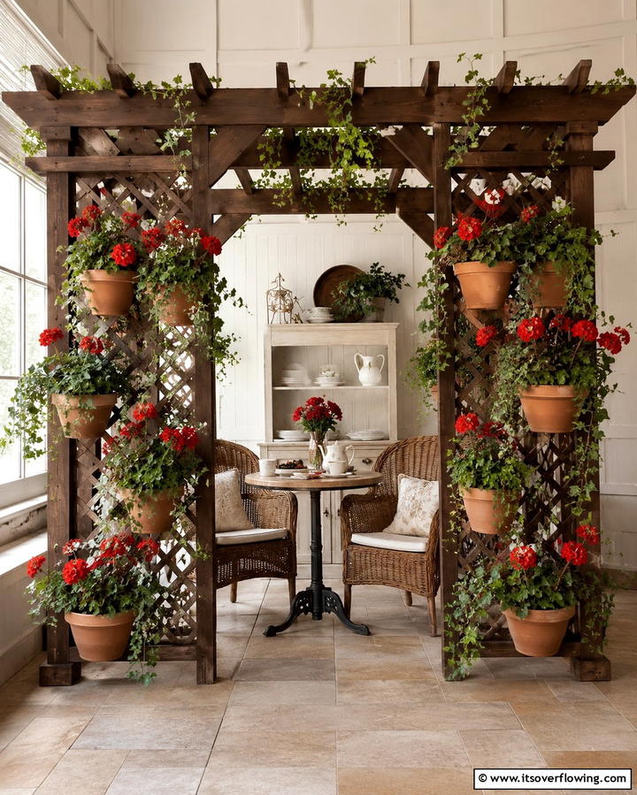 Trellis with Hanging Planters - 25 Privacy Patio Ideas for a Secluded Outdoor Oasis