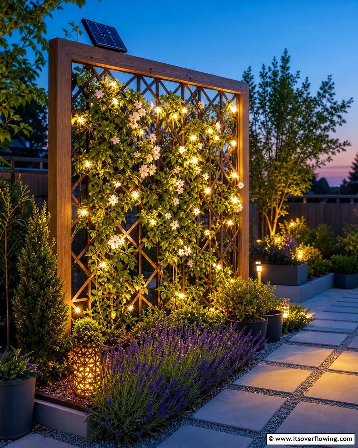 Trellis with Solar Lights - 21 Garden Trellis Ideas to Support Climbing Plants Stylishly