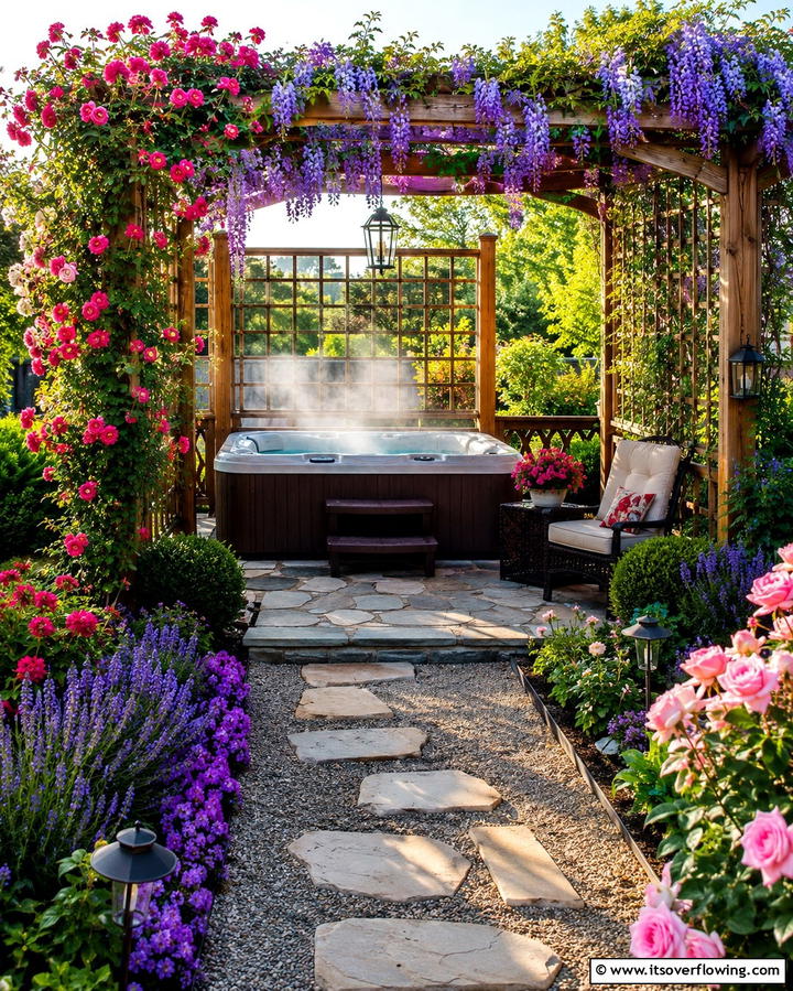Trellises for a Decorative Shield - 25 Backyard Hot Tub Privacy Ideas for Relaxing Spaces